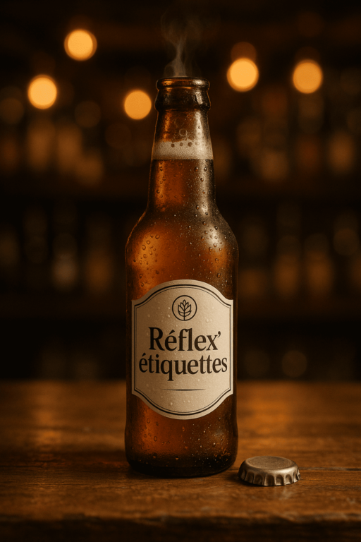 étiquette sur bouteille de bière